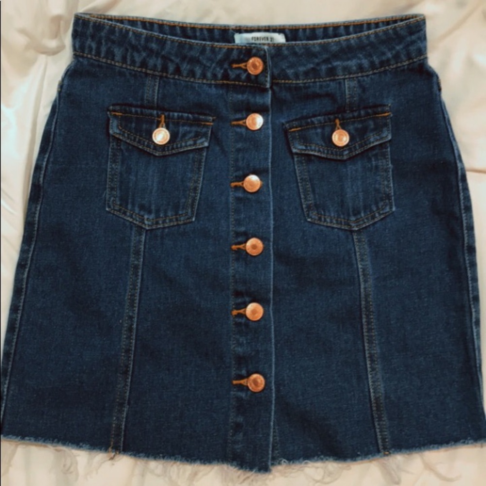 ✰ forever 21 denim button down skirt
